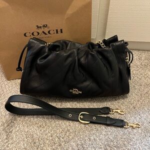 Coach Black Quilted Shoulder Bag with Gold Accents